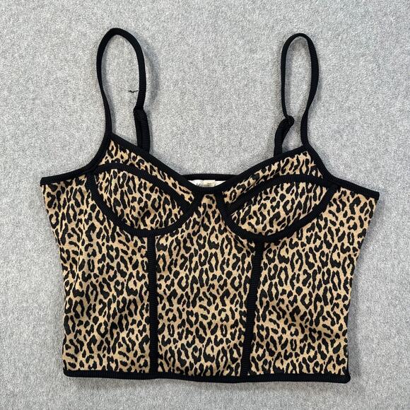 Blue Tassel Tops - Anthropologie Blue Tassel Corset Cami Top Animal Print Womens Large Cropped New